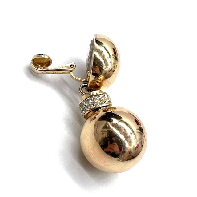 Vintage Double-Ball Ear Clips in Gold & Crystals from Christian Dior, 1980s, Set of 2 For Sale - Image 10 of 13