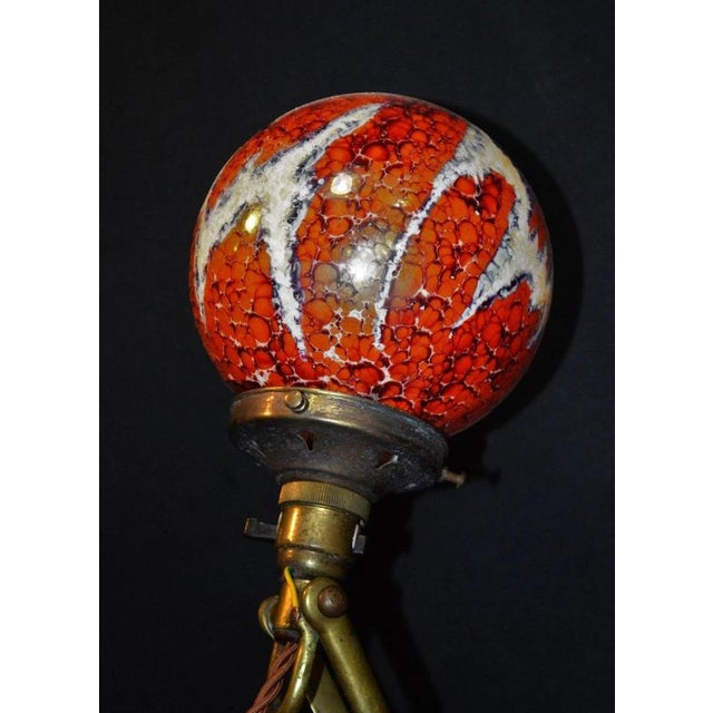 Art Deco Brass Maritime Gimbal Lamp with Coloured Glass Shade, 1920s For Sale - Image 10 of 18