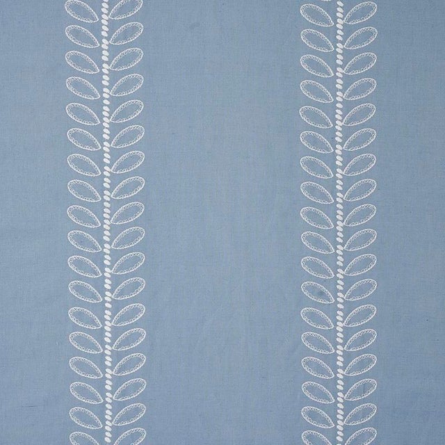 Mid-Century Modern Sample - Schumacher Camile Embroidery Fabric in Sky For Sale - Image 3 of 3
