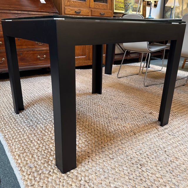 Parsons Style Glass Top Dining Table For Sale - Image 4 of 12