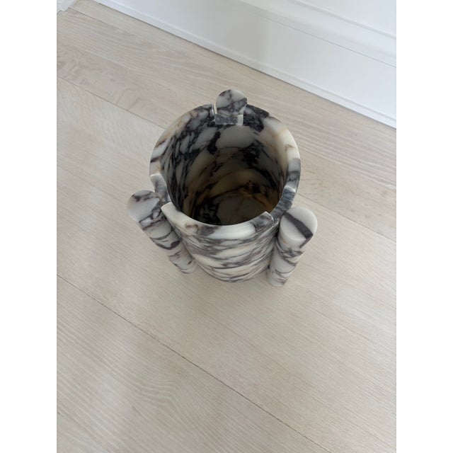 Stone Custom Made Post-Modern Style Calacatta Viola Chunky Marble Vessel Vase For Sale - Image 7 of 12