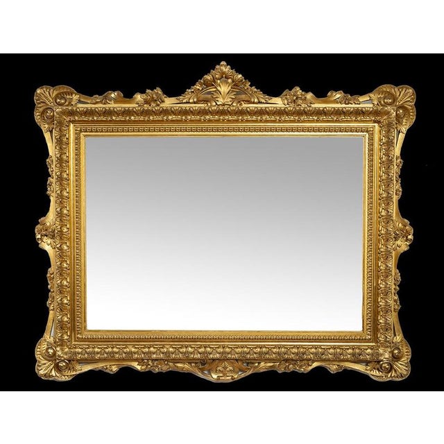 Antique Roman Mirror in Gilded & Carved Wood, Early 19th Century For Sale - Image 4 of 4