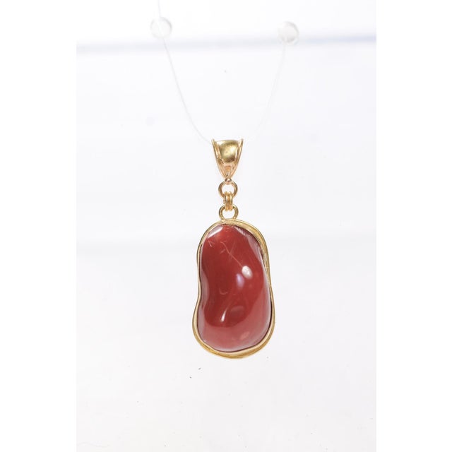 Early 21st Century Coral Pendant W 21k Gold Trim & Bail For Sale - Image 5 of 8