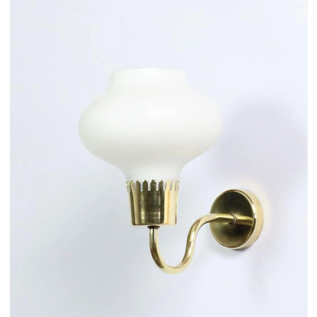 Danish Modern Brass and Opaline Glass Sconces by Acton Bjorn, 1950s, Set of 3 For Sale - Image 11 of 12