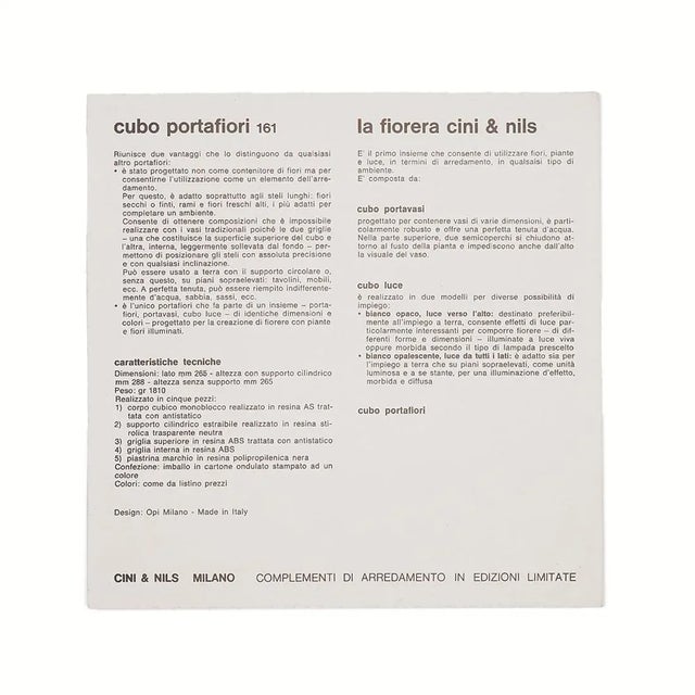 Cubo Portafiori Flower Stand by Studio OPI for Cini & Nils, 1970s For Sale - Image 15 of 17