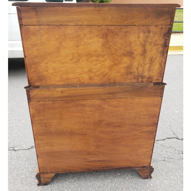 A Mid-Century Refinished Chippendale 9-Drawer Light Wild Cherry Chest of Drawers For Sale - Image 10 of 11