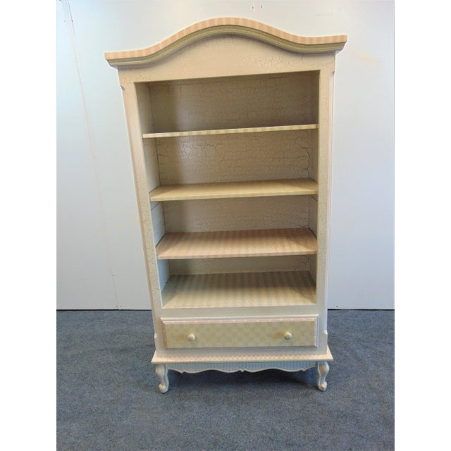 French Custom French Style Paint Decorated Bookshelf For Sale - Image 3 of 10
