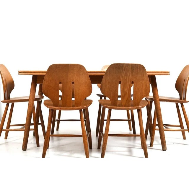 Beige Dining Table & Chairs by Ejvind A. Johansson & Poul Volther for FDB Møbler, 1960s, Set of 7 For Sale - Image 8 of 13