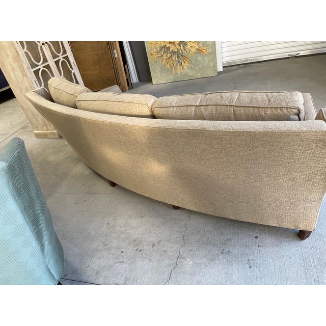Early 21st Century Three Seat Curved Shape Sofa in a Greek Key Design Fabric, 21st Century For Sale - Image 5 of 7
