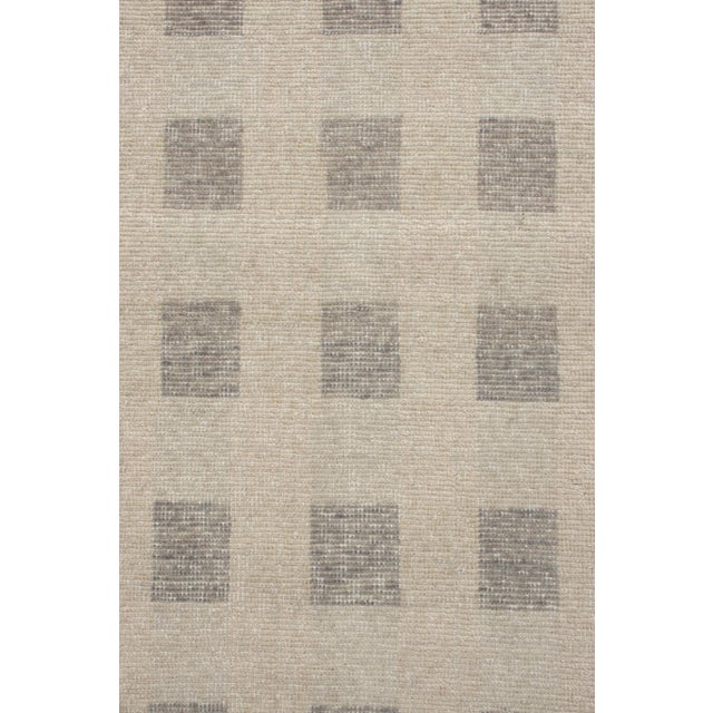Mid-Century Modern Rug & Kilim’s Distressed Scandinavian Style Runner, Beige Grey Geometric Pattern For Sale - Image 3 of 5
