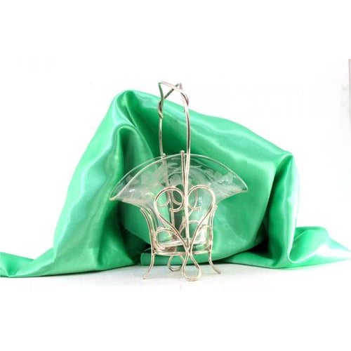 Acid-Etched Glass and Silver Candy Box with Interlaced Handle and Coiled Feet For Sale - Image 6 of 7