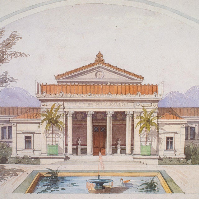 Large Vintage Architectural Villa Plan, French, Framed, After Edmond Paulin, Art For Sale - Image 6 of 11