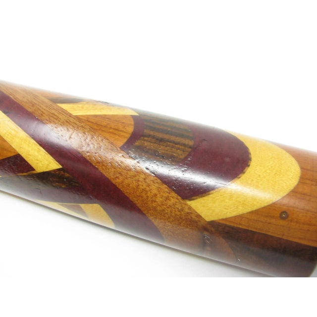 Wood Vintage Mixed Wood Rolling Pin With Inlaid Celtic Design and Leather Strap For Sale - Image 7 of 13