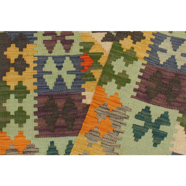 1990s Kilim Rust Blue Wool Rug - 2'8" X 4'3" For Sale - Image 5 of 7