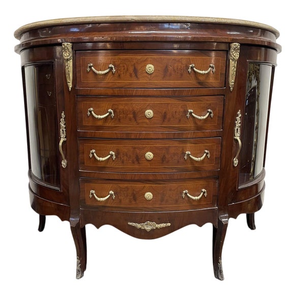Demilune Commode in Mahogany with Marble Top For Sale