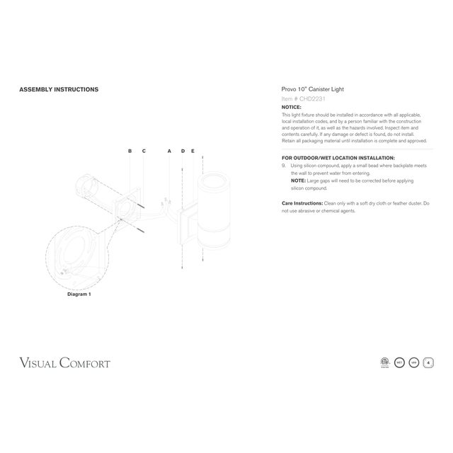 Chapman & Myers for Visual Comfort Signature Provo 10" Canister Light in Polished Nickel For Sale - Image 11 of 11