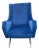 Armchair in Blue Velvet, 1950s For Sale