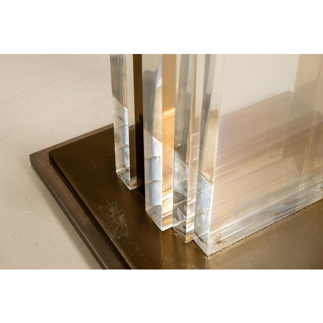 Console Table in Acrylic Glass, Brass and Marble from Belgochrom, 1970s For Sale - Image 11 of 13