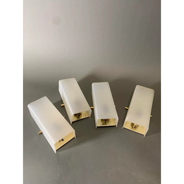 Wall Lights in Acrylic Glass and Brass, 1950s, Set of 4 For Sale - Image 12 of 12