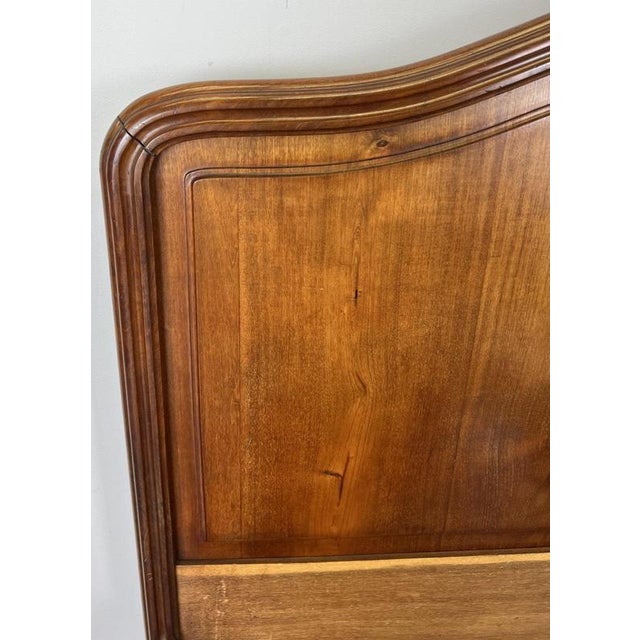 Brown Antique French Style Double Bed Frame with Carved Walnut Headboard For Sale - Image 8 of 18