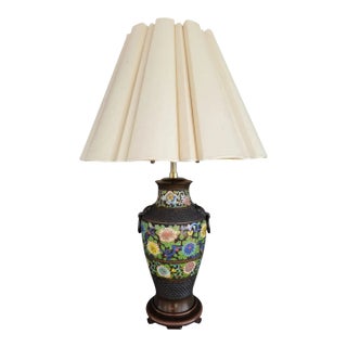 1950s Marbro Japanese Meiji Period Bronze & Cloisonne Table Lamp For Sale