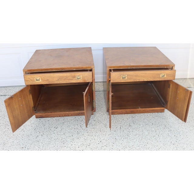 Wood Pair of Vintage Campaign Style Nightstands / End Tables For Sale - Image 7 of 7
