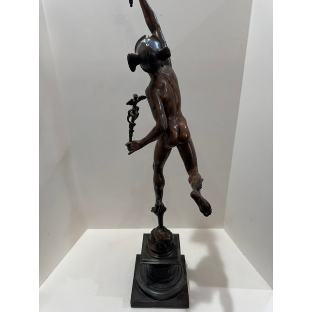 Bronze Late 19th Century Large Patinated Bronze Mercury After Giambologna Candelabra Sculpture For Sale - Image 8 of 13
