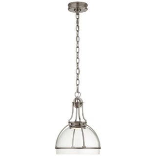 Chapman & Myers for Visual Comfort Signature Gracie Medium Dome Pendant in Antique Nickel with Clear Glass For Sale
