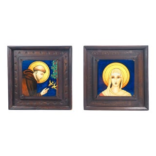 Francesco and Chiara Panels by Serafino Volpi, Set of 2 For Sale