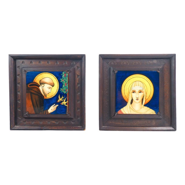 Francesco and Chiara Panels by Serafino Volpi, Set of 2 For Sale