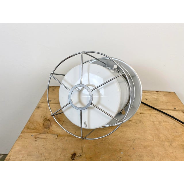 Vintage Industrial Aluminium Lamp with Milk Glass, 1970s For Sale - Image 10 of 12