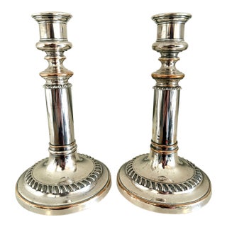 Pair of 19th Century English Silver Plated Telescopic Candlesticks For Sale