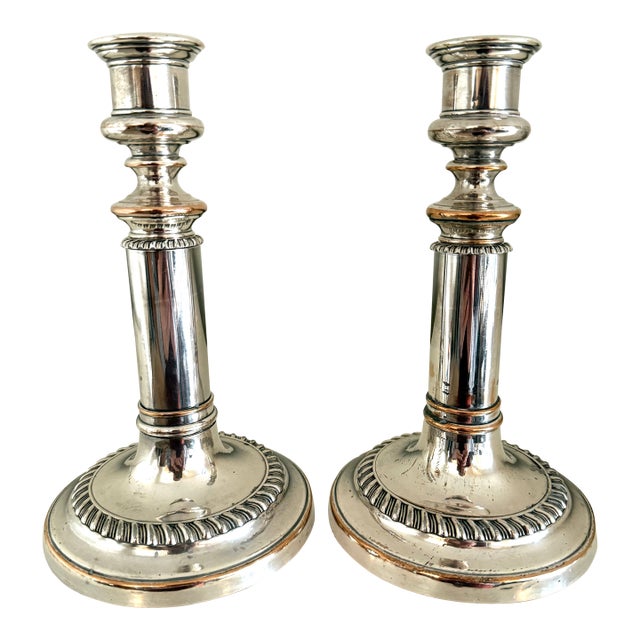 Pair of 19th Century English Silver Plated Telescopic Candlesticks For Sale
