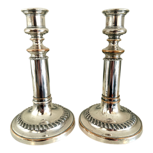 Pair of 19th Century English Silver Plated Telescopic Candlesticks