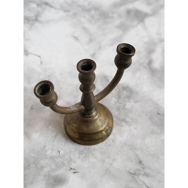 1980s Miniature Brass 3-Arm Candelabra Dollhouse Furniture For Sale In San Francisco - Image 6 of 9