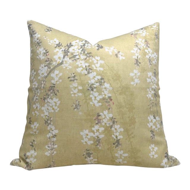 Weeping Willow Pillow Cover in Gold, 22x22 Pillow For Sale
