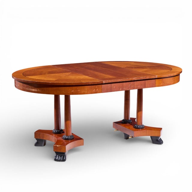 Baker Furniture Neoclassical Cherry Wood Expanding Dining Table With 2 Leaves For Sale - Image 9 of 14