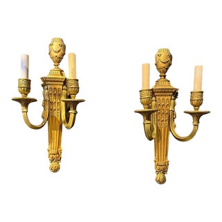 1920 Neoclassic Bronze Sconces - a Pair For Sale
