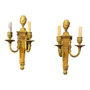 1920 Neoclassic Bronze Sconces - a Pair