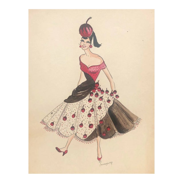 Larry Youngblood Chocolate Sundae Mardi Gras Costume Watercolor For Sale