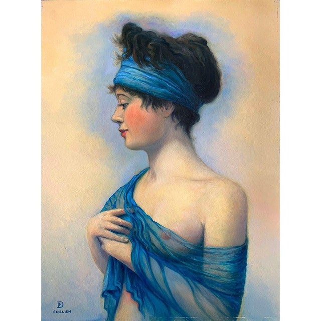 Dirk Foslien Symphony in Blue No. 1 oil on board. This Dirk Foslien painting comes framed as shown. Dimensions 16"H x 12"W...