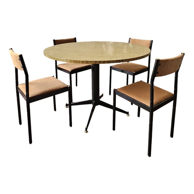 Mid-Century Italian Design Dining Table & Chairs, Set of 5 For Sale