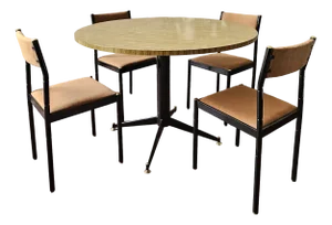 Mid-Century Italian Design Dining Table & Chairs, Set of 5