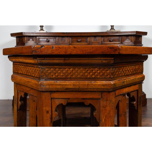Italian 19th Century Walnut Octagonal Table with Inlaid Trompe-l'Œil Motifs For Sale - Image 12 of 12