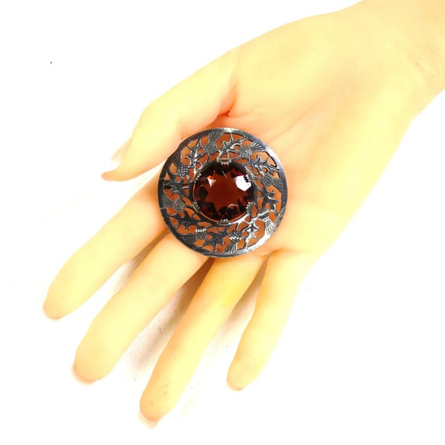 Metal Antique Sterling Scottish Cairngorm Brooch 1890s For Sale - Image 7 of 7