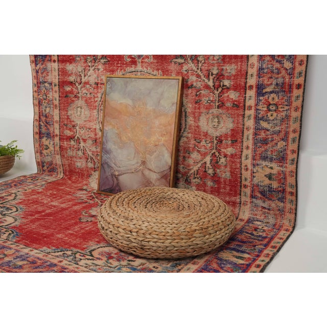 1970s Vintage Turkish Handmade Wool Cotton Red Area Rug For Sale - Image 12 of 12
