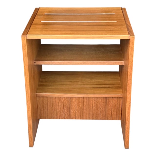 1970s Modern Danish Teak Side Table With Open Shelving For Sale
