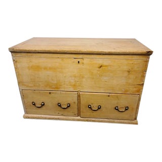 Huge Antique Blanket Chest With Two Drawers and Brass Handles - Unknown Origin. Circa 1910 - 1940 For Sale