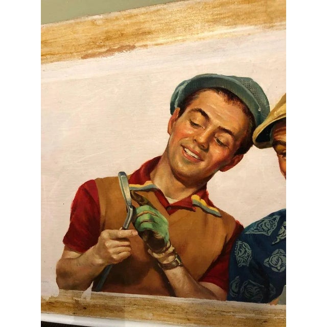 Signed Norman Rockwell Style Painting of Golfers by Victor Olsen For Sale In New York - Image 6 of 13