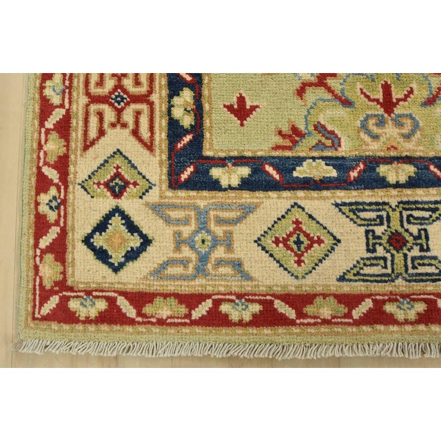Kazak Runner 2’10” X 8’1” Green Wool Tribal Hand-Knotted Oriental Rug For Sale - Image 10 of 13
